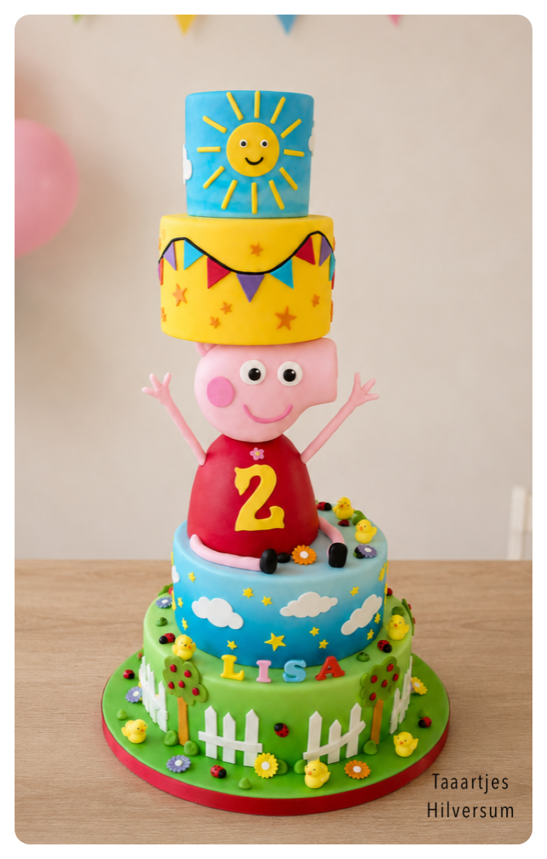 Gravity Peppa Pig taart