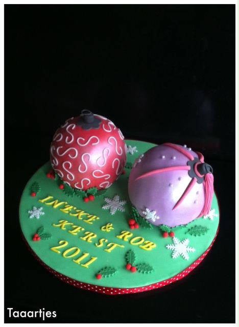 kerstballen taart