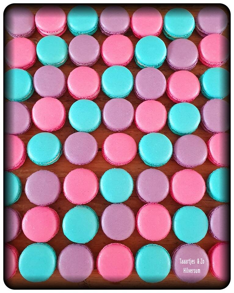 macarons kleuren turquoise paars roze