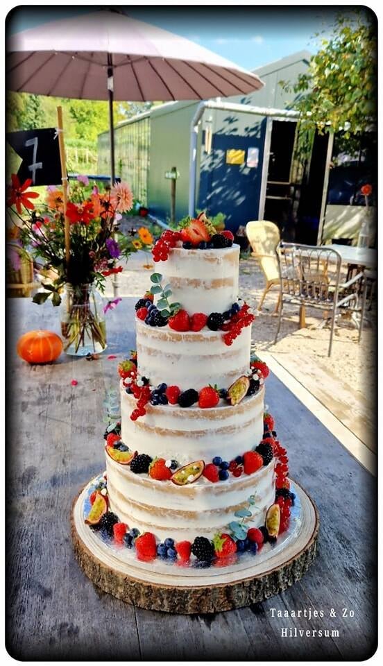 semi naked cake vers fruit en passievrucht Taaartjes Hilversum
