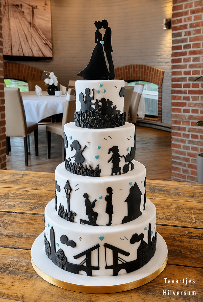 silhouette bruidstaart kalkovens huizen fletcher nautisch kwartier