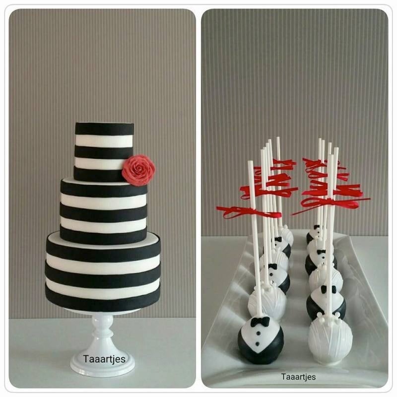 strakke bruidstaart zwart wit / Wedding Cake black white Hilversum