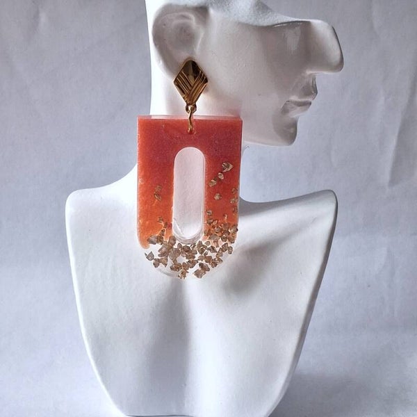 Boucles d’oreilles Rose & Feuilles d’Or – Élégance lumineuse