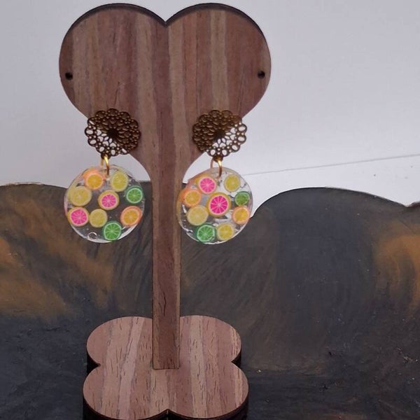 Boucles d'oreilles - disques d'agrumes