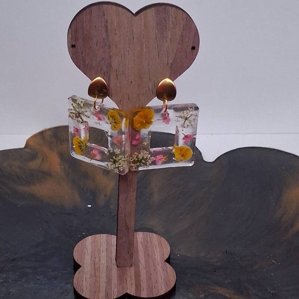 Boucles d'oreilles - Inclusions fleuries