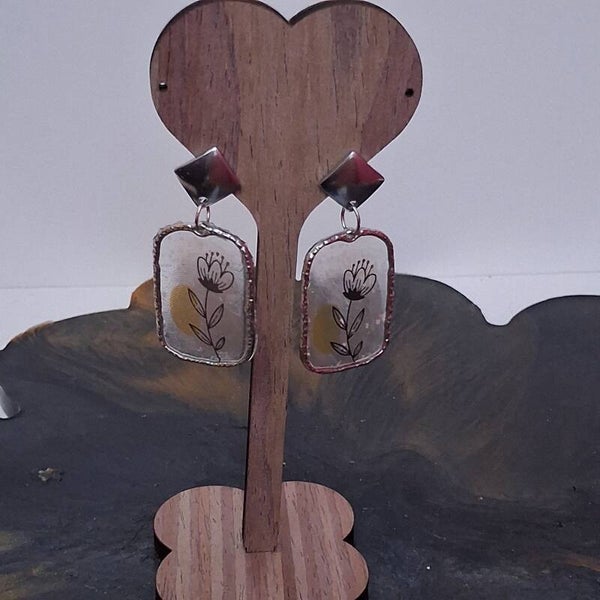 Boucles d'oreilles - Tulipe argentée