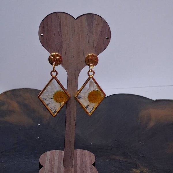 Boucles d'oreilles - paquerette dorée
