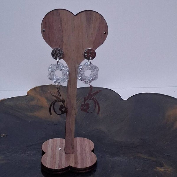 Boucles d'oreilles - colibri suspendus aux fleurs