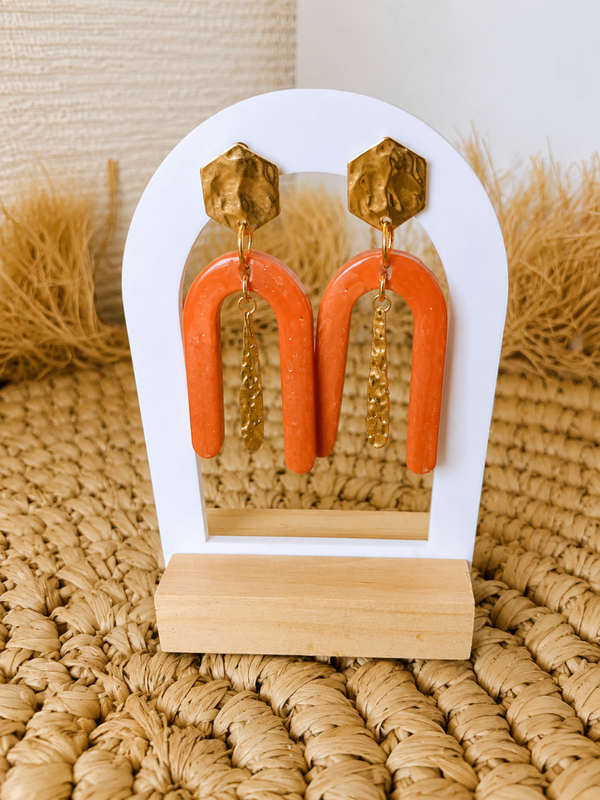 Boucles d’oreilles Arches – Orange & doré