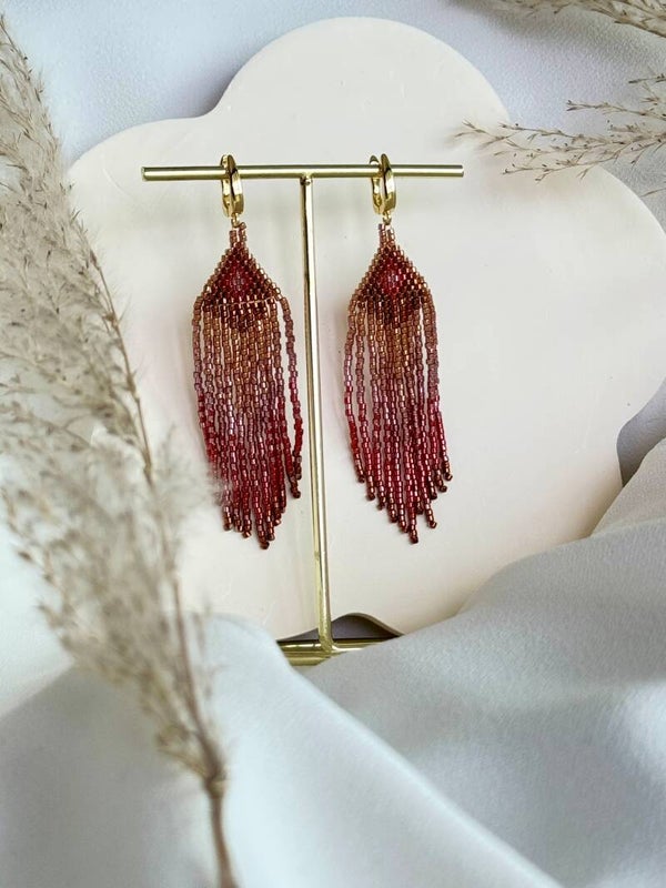 Bohemian beaded fringe Miyuki earrings