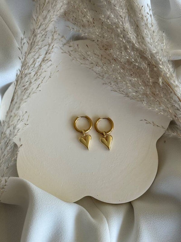 Golden Heart Hoop Earrings