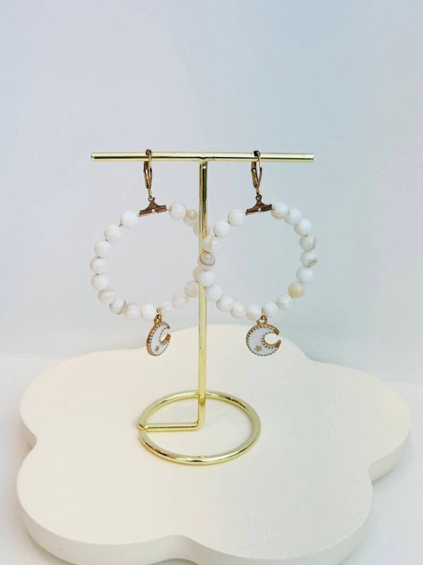 Freshwater shell beads big circles with moon