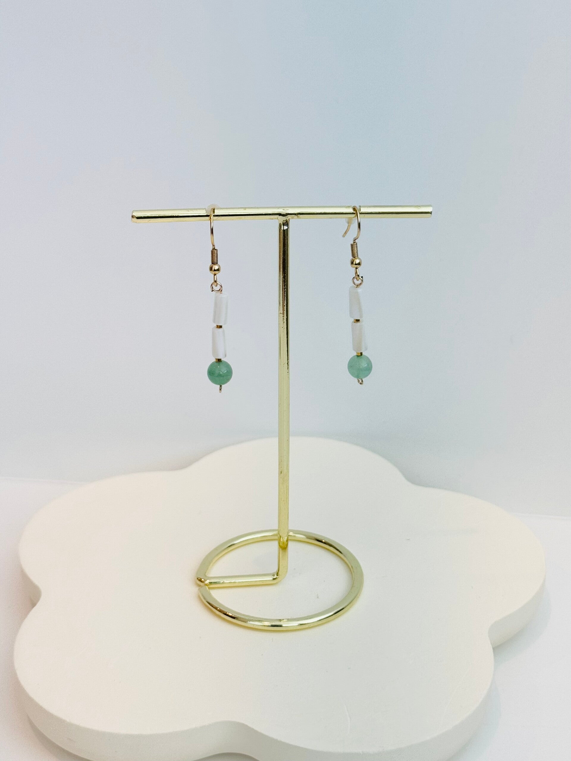 Aventurine with shell beads