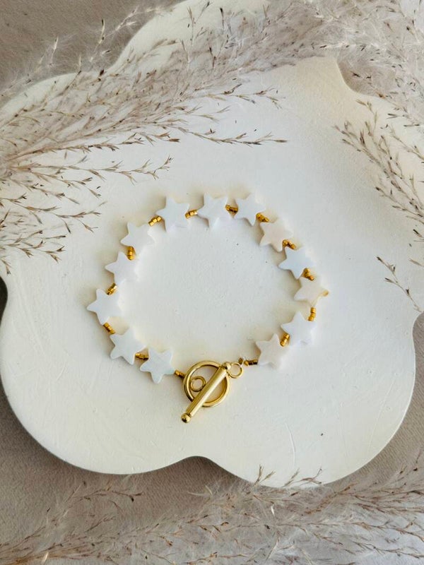 Shell bead stars with gold