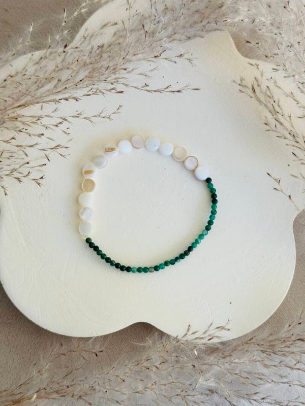 African jade matte with shell bead