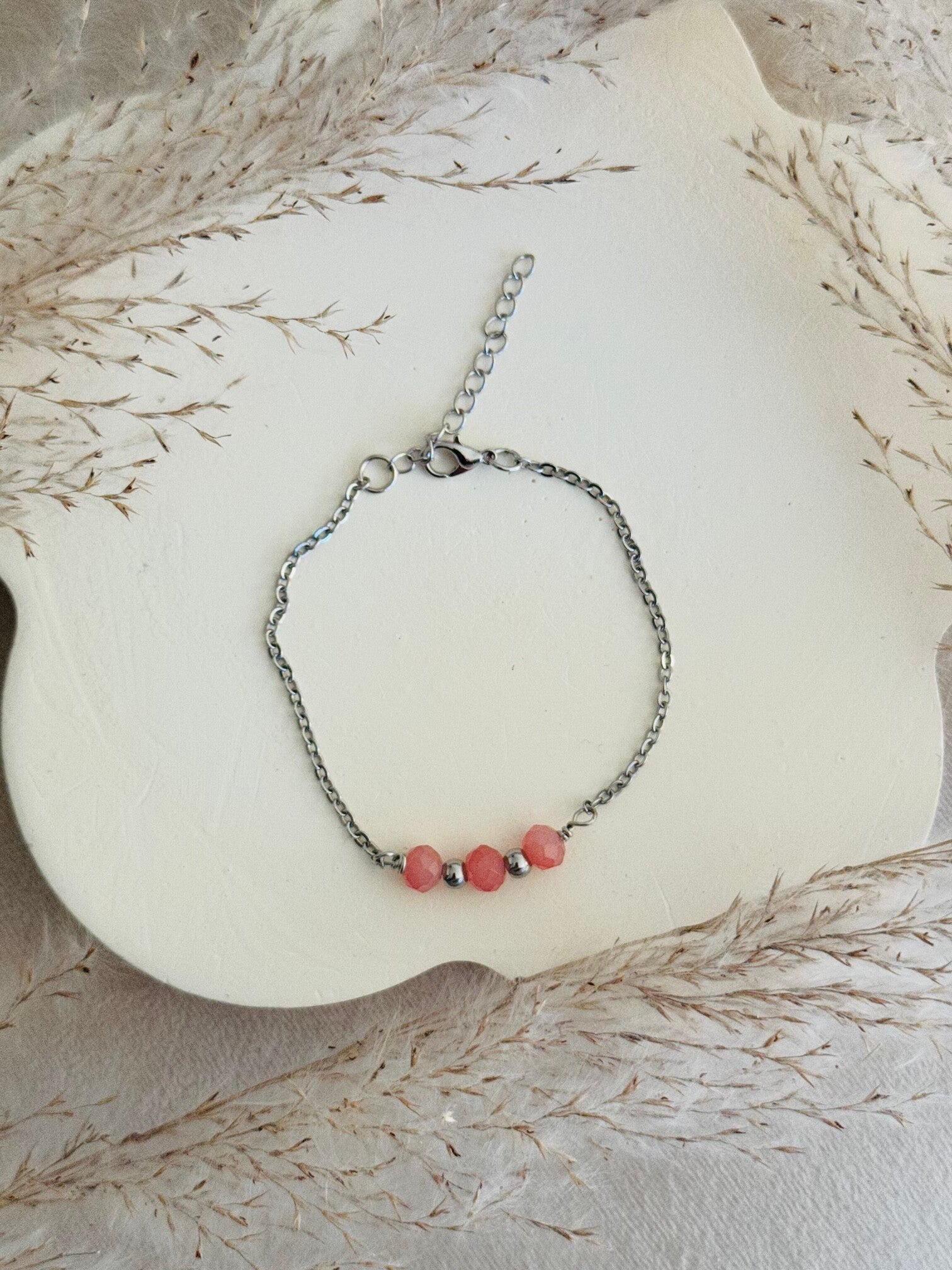 Rose quartz with silver