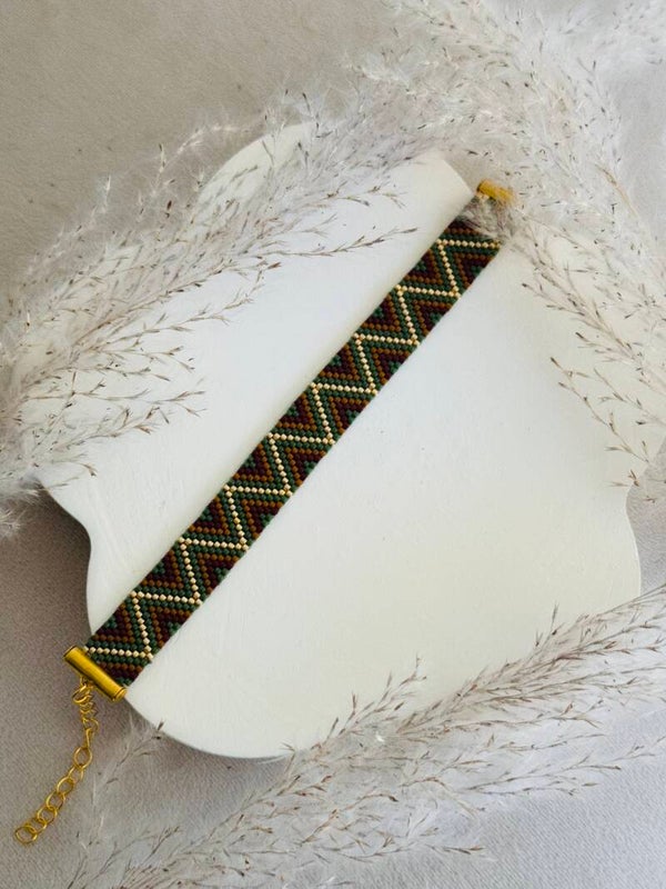 Miyuki bracelet brown-green-gold