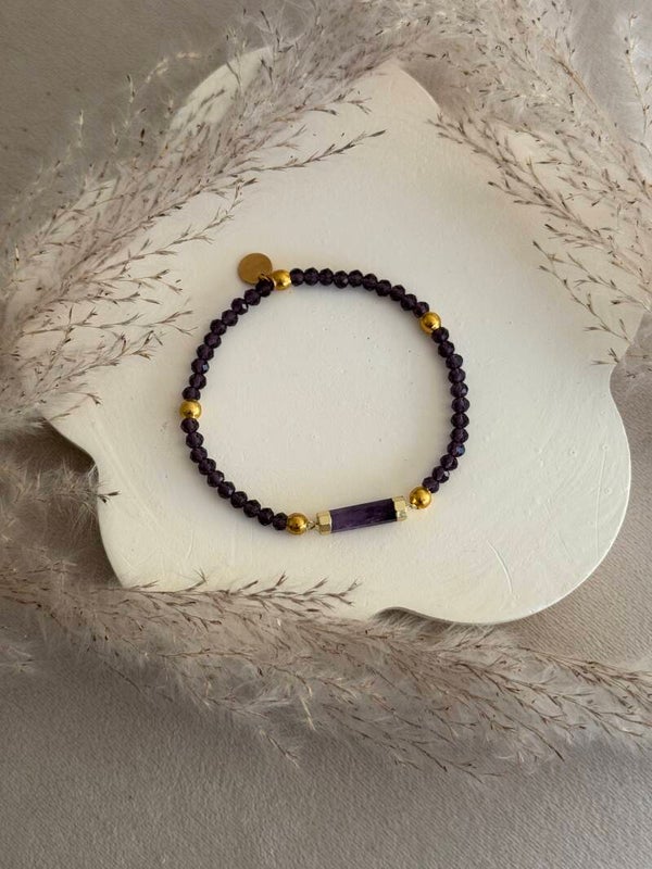 Amethyst with some other purple glass beads