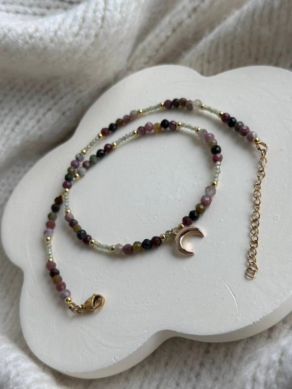 Tourmaline half-moon necklace