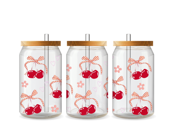 1 Big Cherry and Bows Glass Tumbler