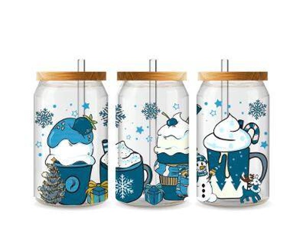 Blue Holiday Glass Tumbler