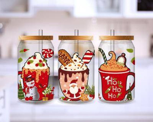 Red and White Candy Cane Glass Tumbler