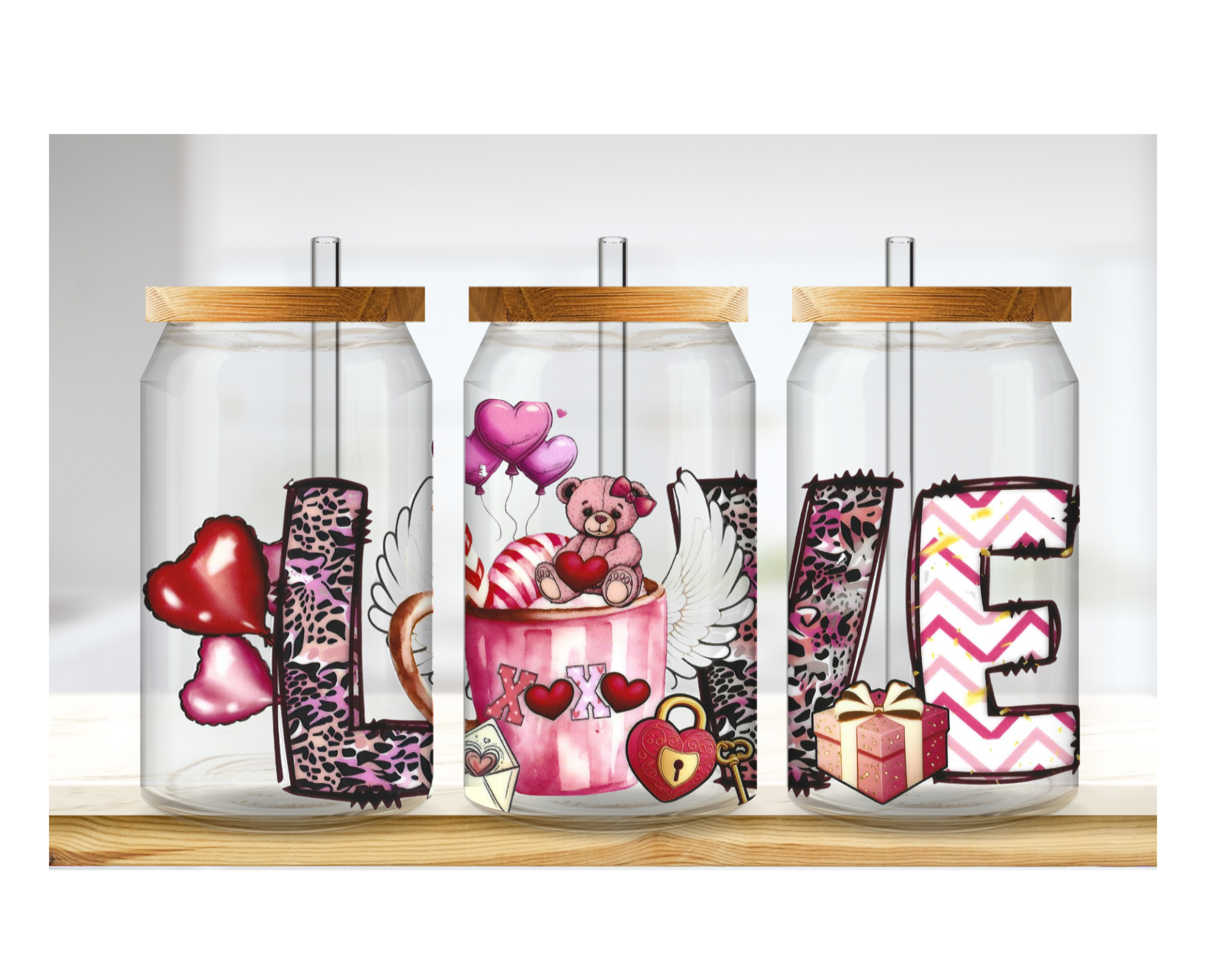 Love-Themed Glass Tumbler