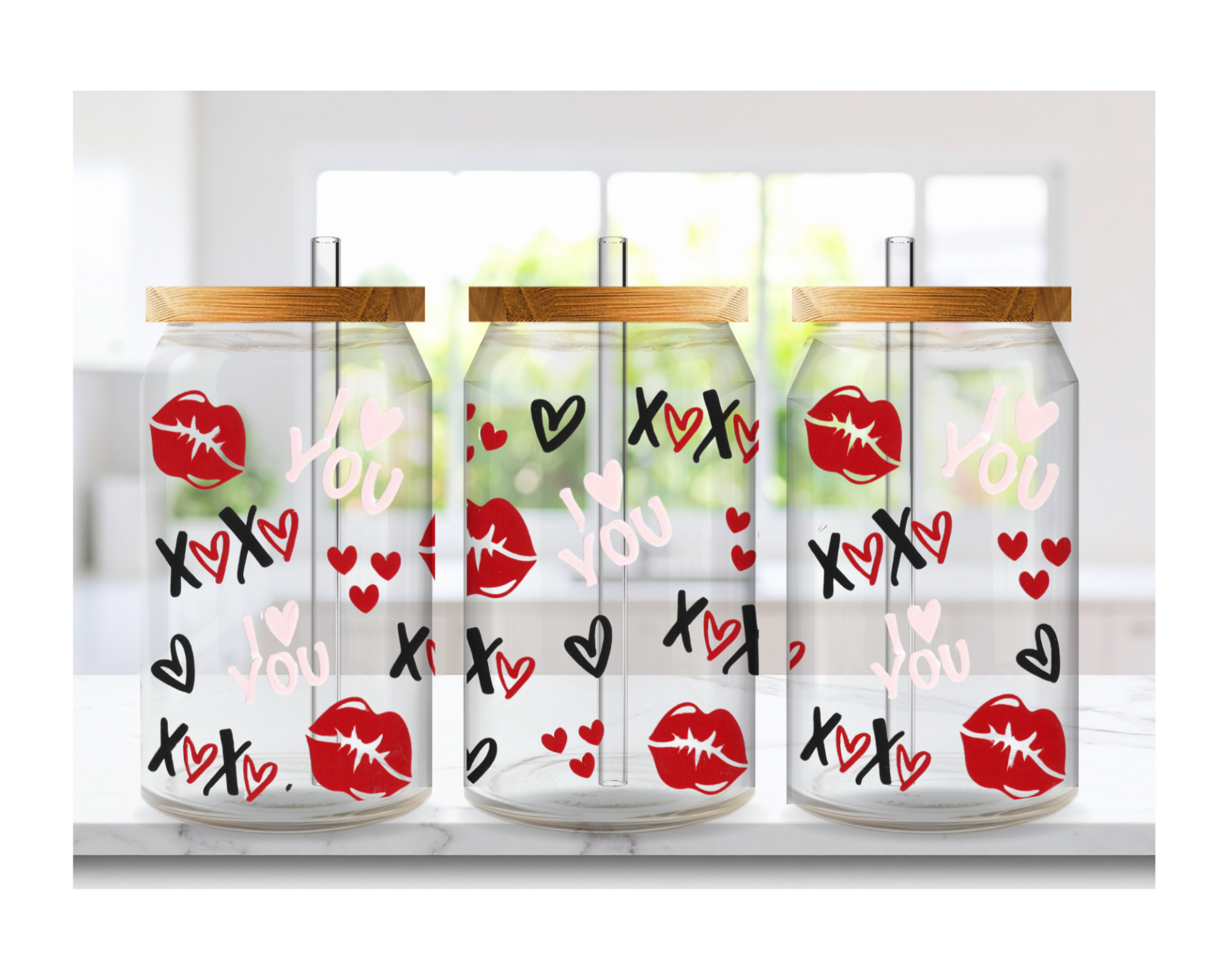 Love-Themed Glass Tumbler