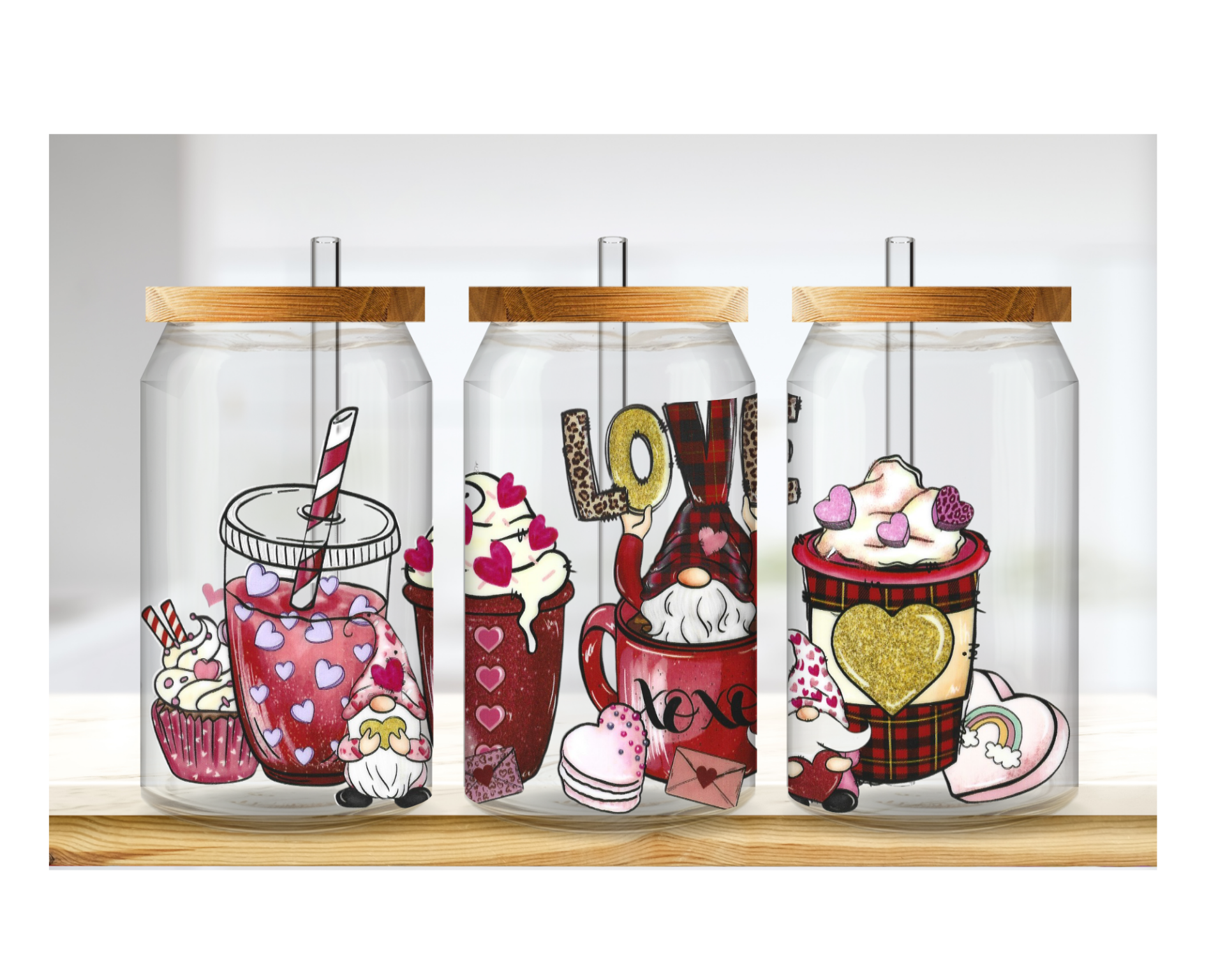 Love-Themed Glass Tumbler
