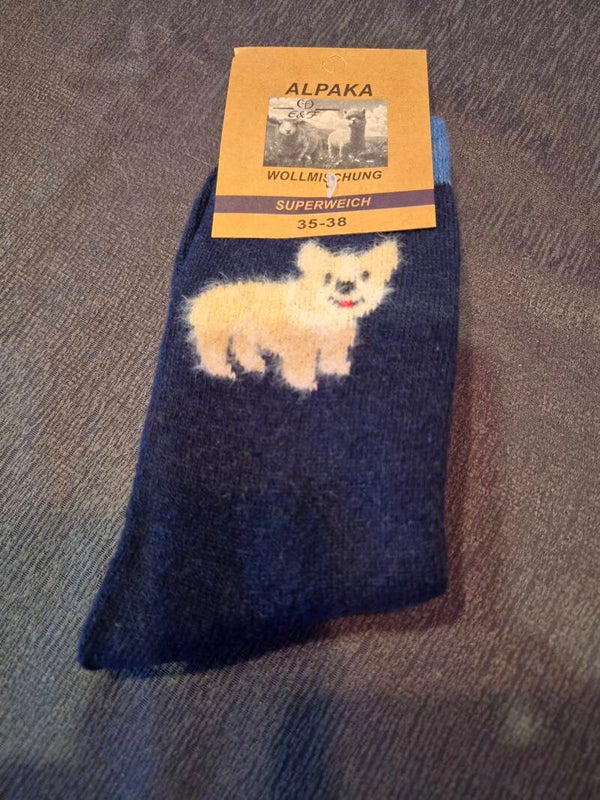Alpaca sokken met honden motief - Kleine maten -Dun - Per paar