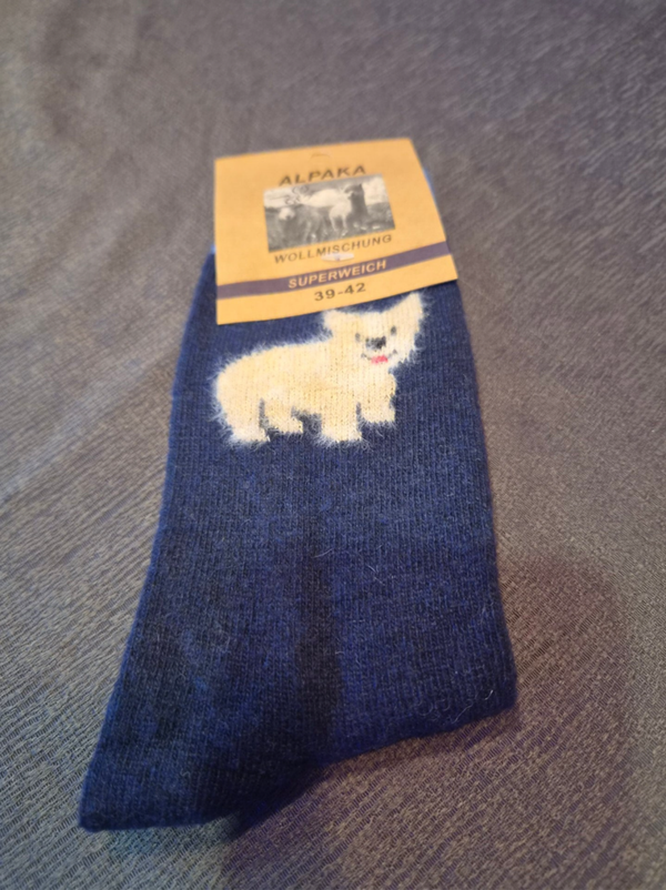 Alpaca sokken met honden motief - Gemiddelde maten -Dun - Per paar