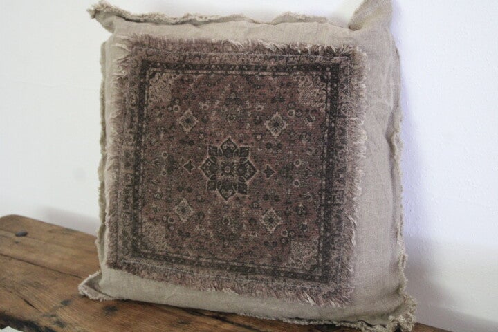 Kelim stijl shabby kussen oud rood vlaslinnen