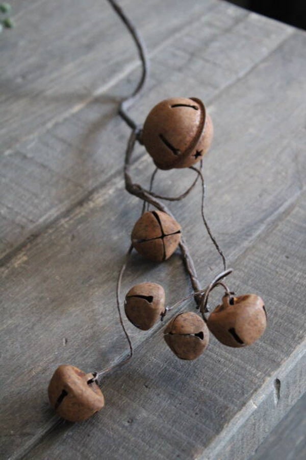 Roest bel tak kerstbelhanger