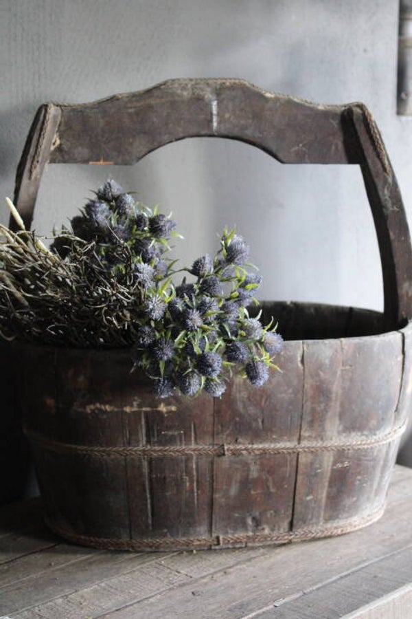 Authentieke houten olijfbak/rijstbak met handgreep - Stoer, robuust en stijlvol