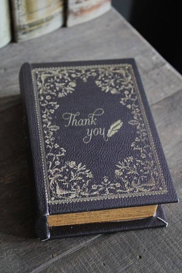 Oud opberg boek - opschrift Thank you mt S