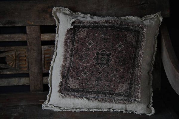 Kelim stijl shabby kussen oud rood vlaslinnen