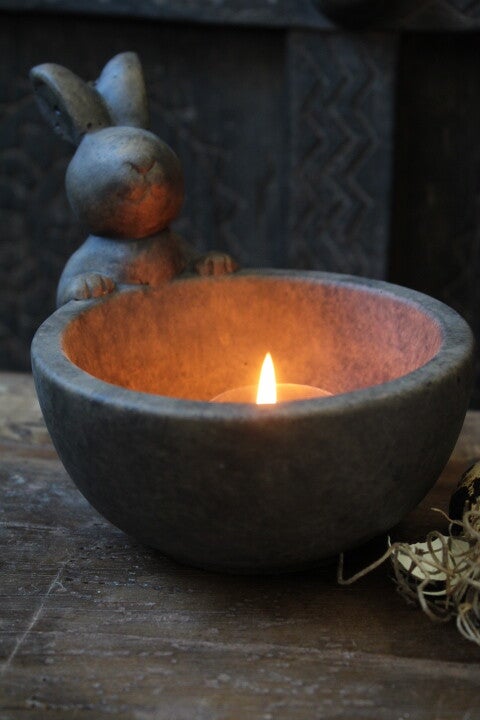 Waxinelichthouder / schaaltje haas Majestic brown Brynxz