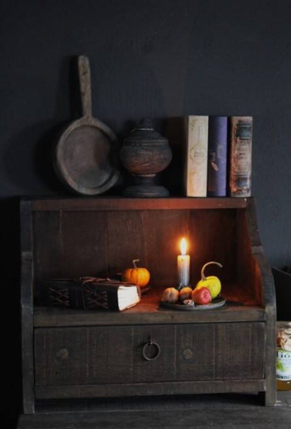 Houten gruttersbak / opbergbak met lade Driftwood