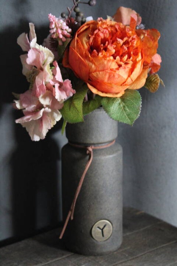 Compleet kunstboeketje pioenroos oud roze/oranje Brynxz Sylxz