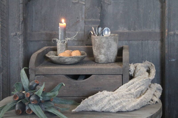 Houten console met lade M driftwood