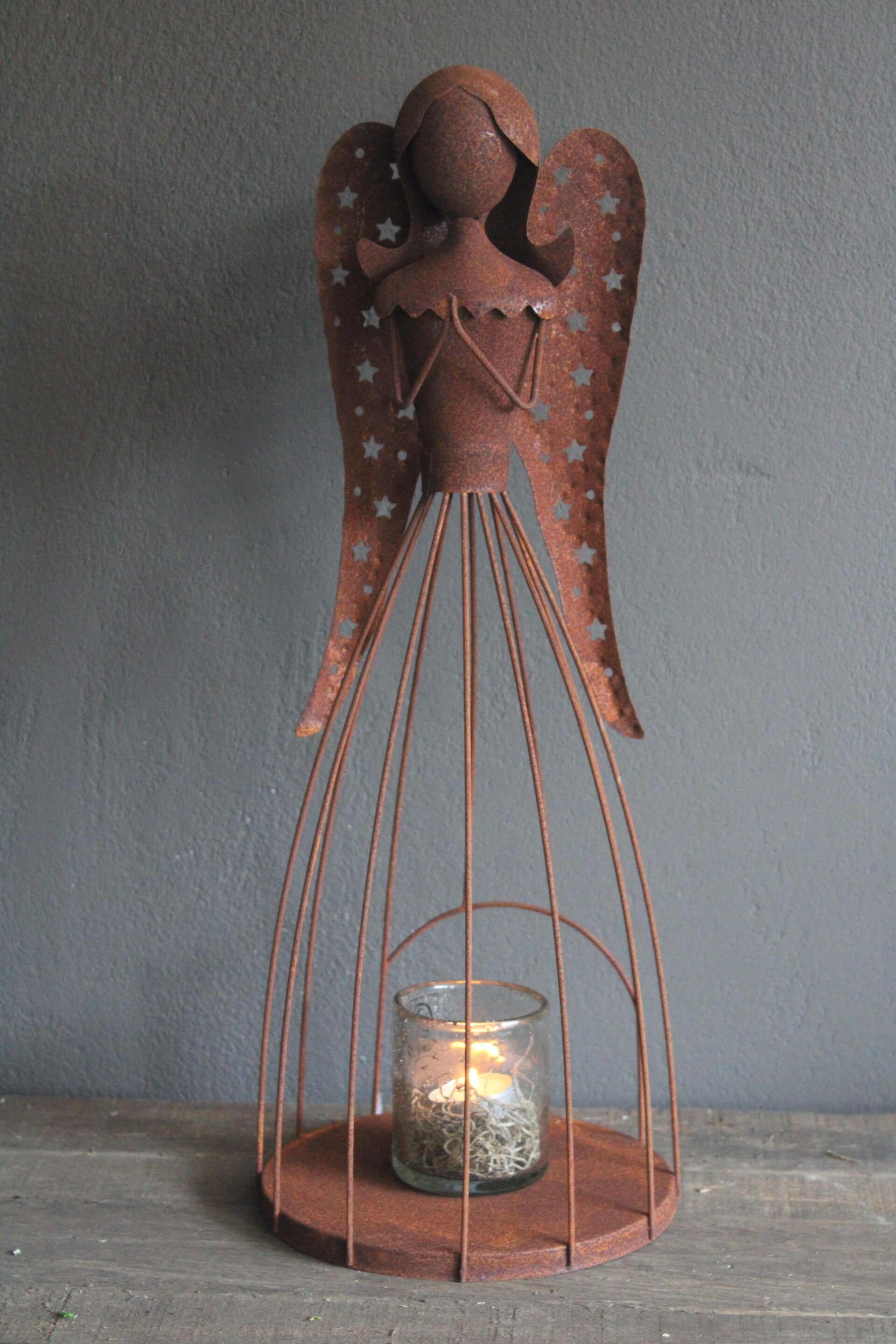 Engel roest waxinelichthouder