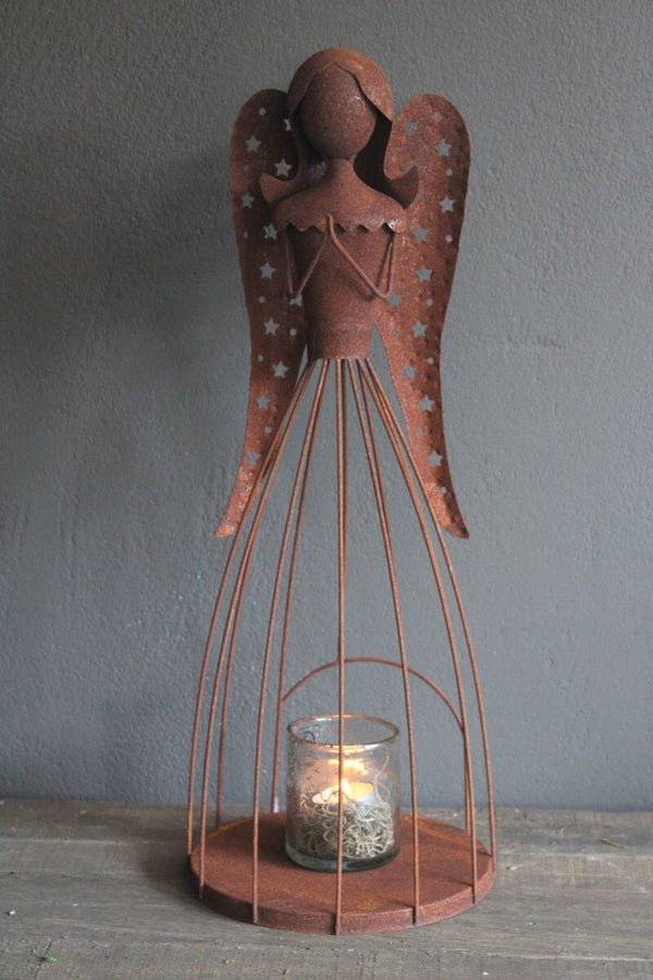 Engel roest waxinelichthouder