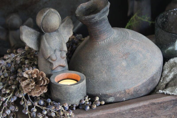 Waxinelichthouder engel met ster Majestic Brown Brynxz