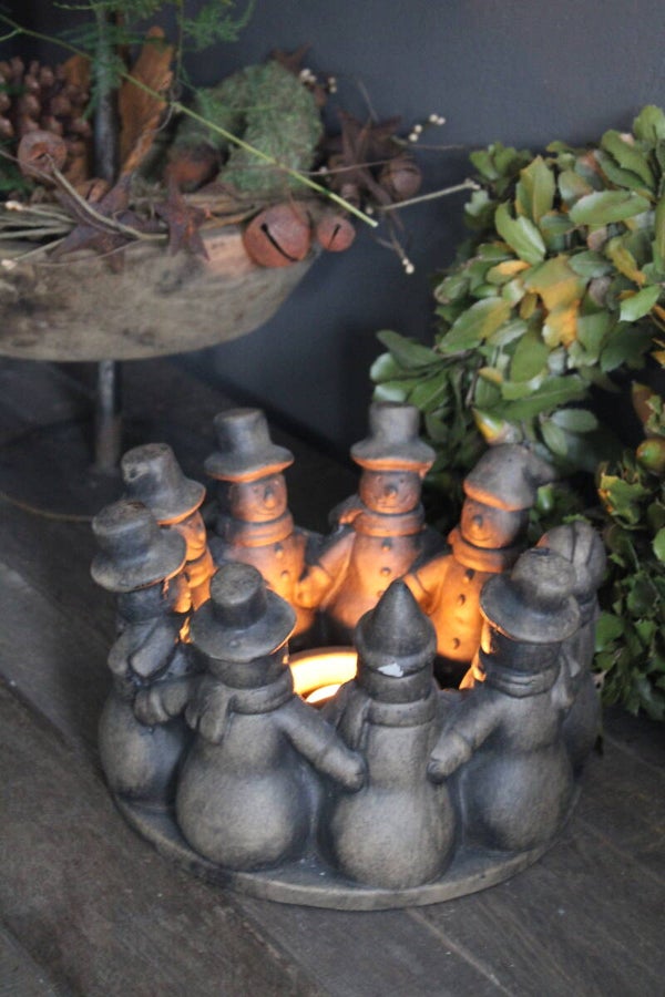 Waxinelichthouder circle of snowmen Majestic Brown Brynxz