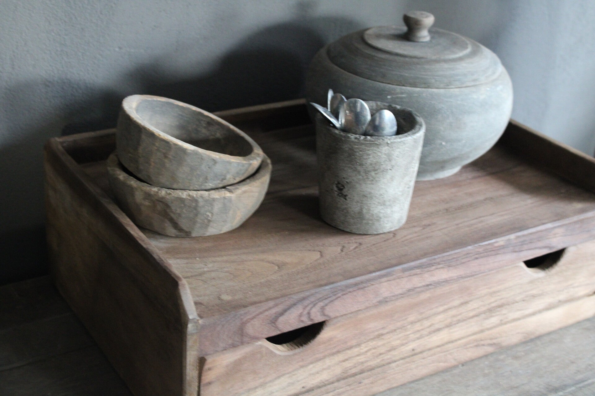 houten koffielade plateau