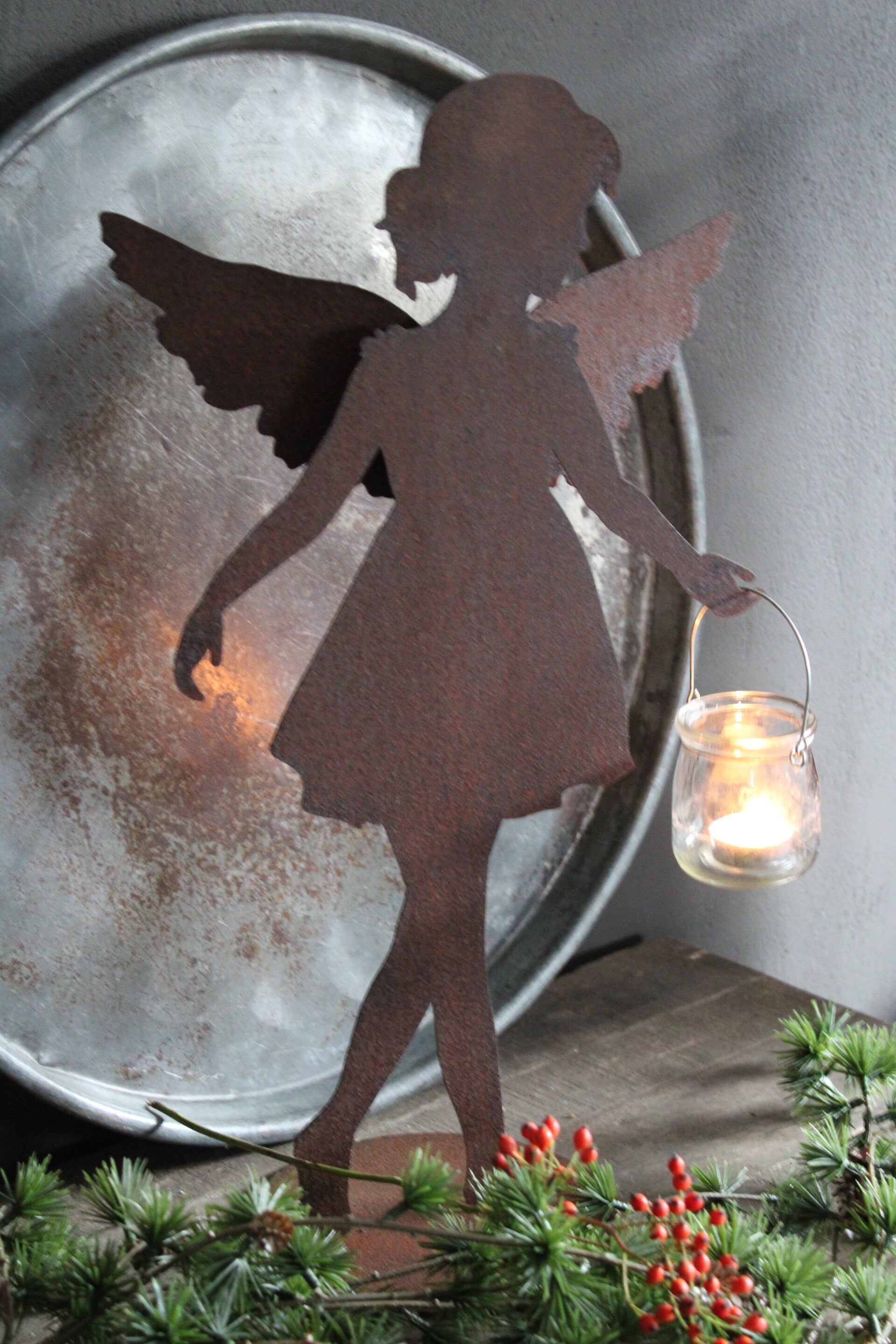 Engel roest staal op voet (excl. acc)