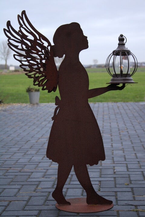 Engel roest staal op plateau xl