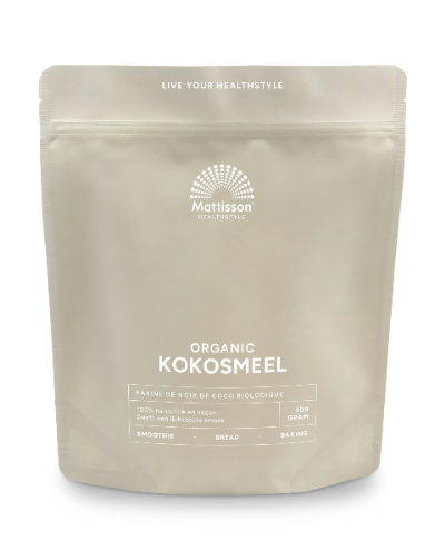 Kokosmeel met 37.5 g Prebiotische Vezels inhoud 500 g.