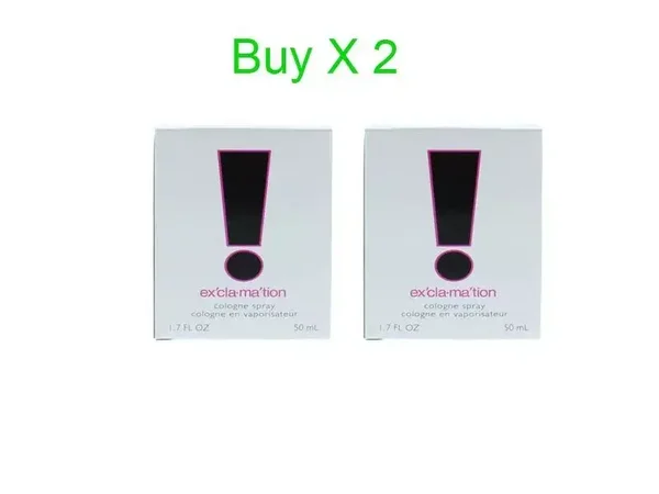 Coty Exclamation EDC 2 X 50ml Edt Spray New & Free Postage