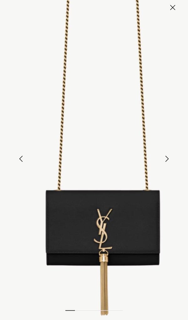 Saint Laurent Kate Tassel Small black Grainé dorée